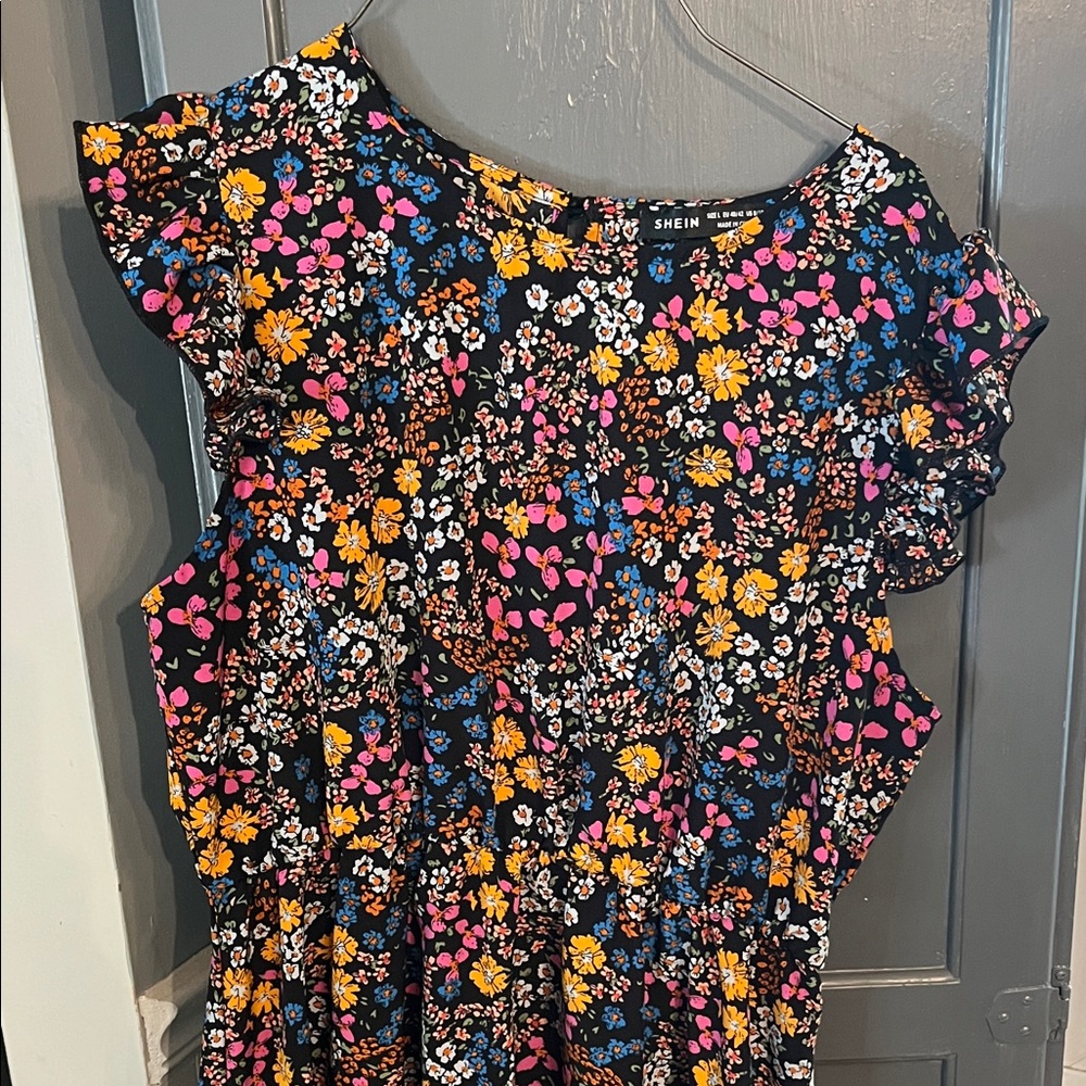 SHEIN Floral Dress - Black and Multicolor